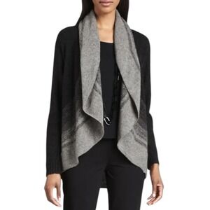 Eileen Fisher Cardigan Sweater Petite Small Yak Wool Silk Blend Open Front Ombre